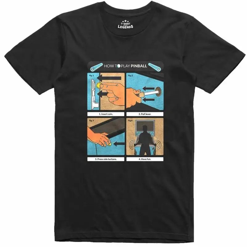 Pinball Machine - Heren T-shirt Retro Flipperkast Instructie Ontwerp